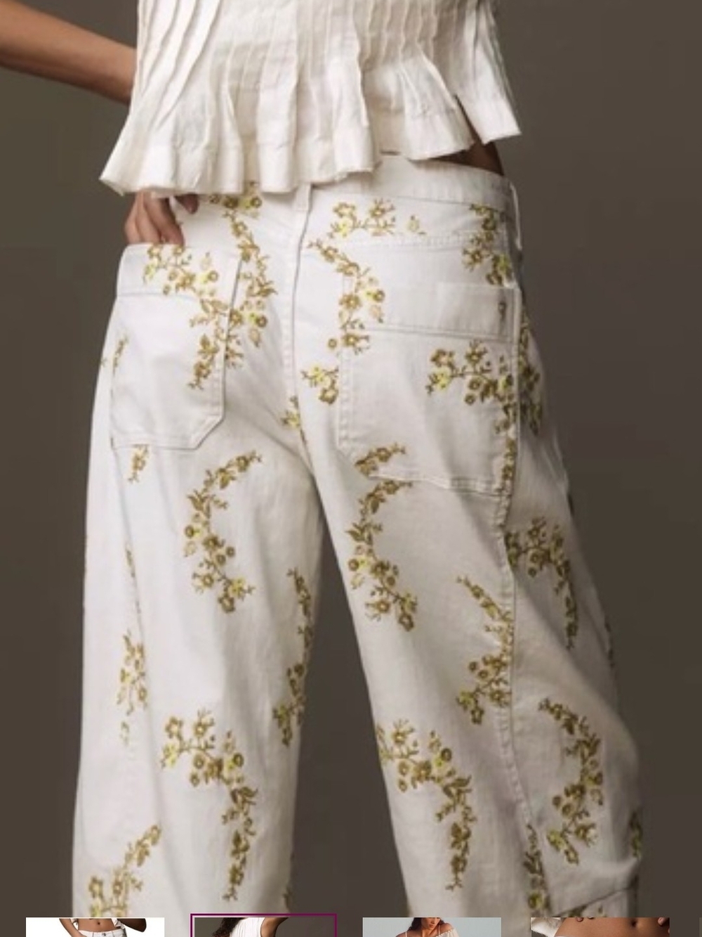 DARLING Women's White Floral Wide-Leg Pants Pilcro 31Tall - Picture 2 of 5